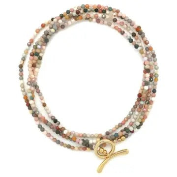 Faceted Alashan Agate Necklace or Wrap Bracelet