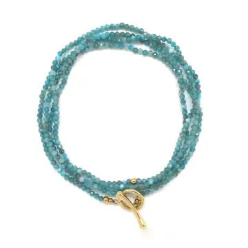 Long Apatite Necklace or Wrap Bracelet