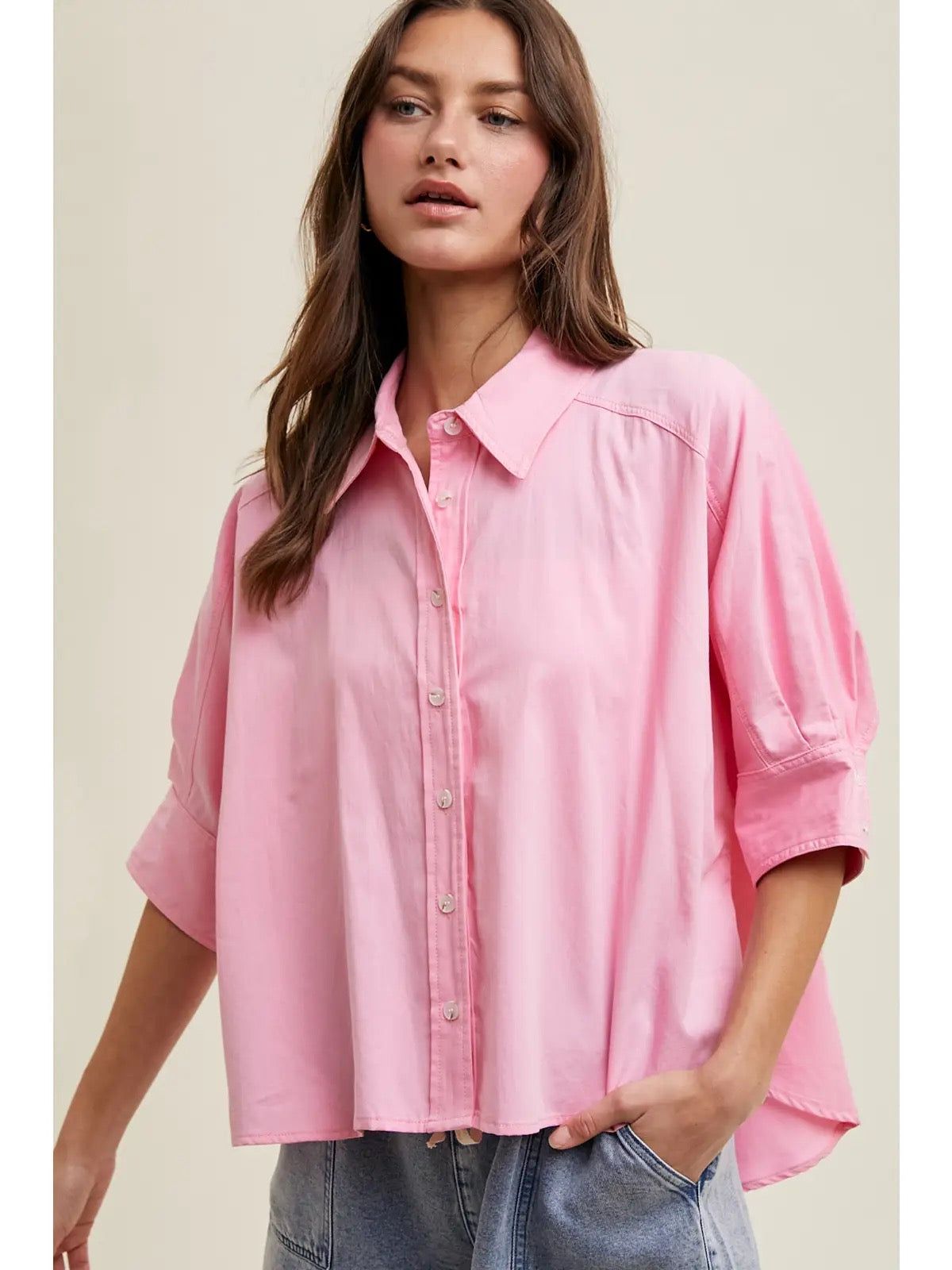 Slighty Hi-Low Button-Up Shirt