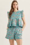 Floral Print Flutter Sleeve Top