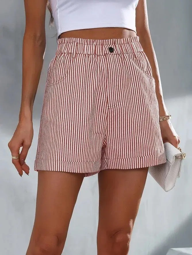 Summer Casual Striped Pockets Shorts
