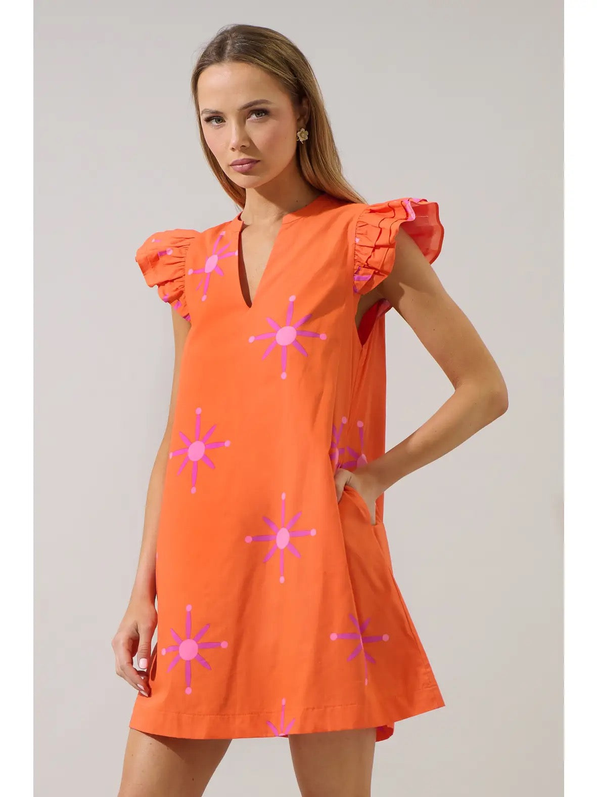 Karani Starburst Evalyn Ruffle Mini Dress