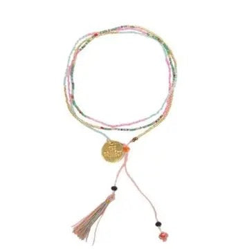 Bali Unity Beaded Wrap/Necklace - Peach