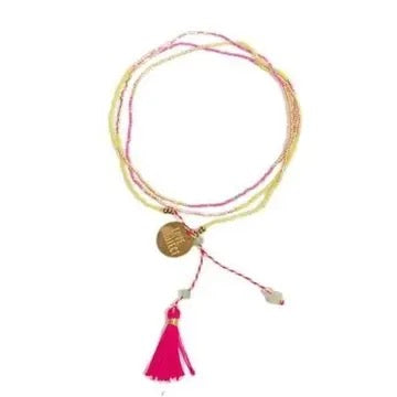 Bali Unity Beaded Wrap/Necklace - Pink