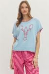 Embroidered Short Sleeve Sweater