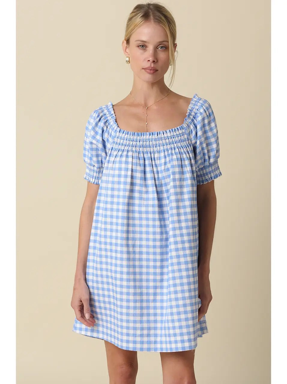 Erin Gingham Smocked Babydoll Dress