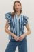 Striped Flutter Sleeve Top
