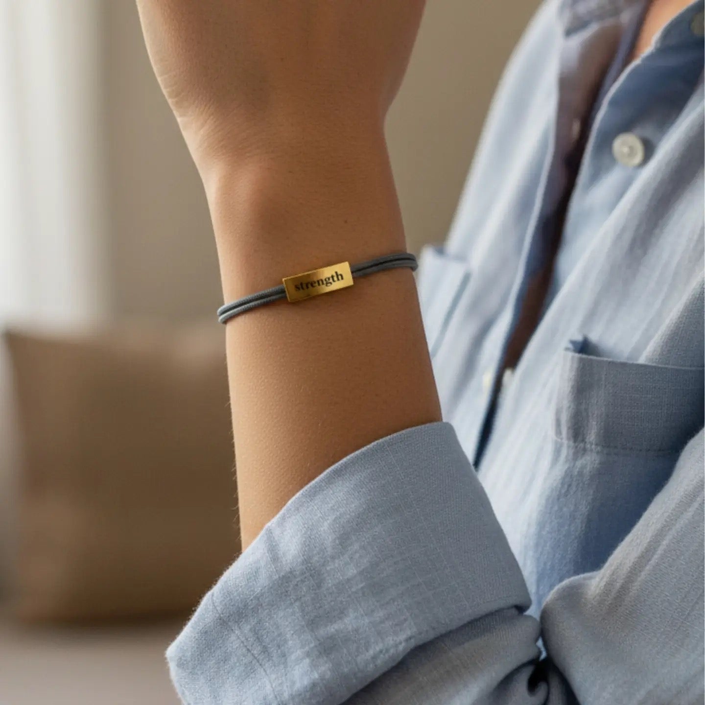 Sentiment Cord Bracelet-Strength, Proverbs 31:25