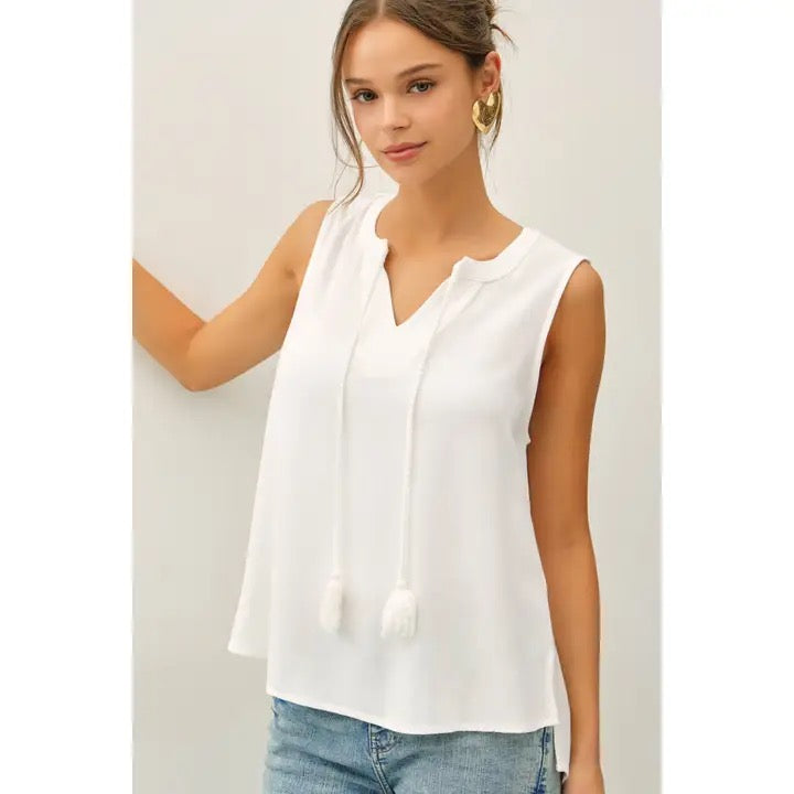 Linen Blend Two-Tie Swing Top