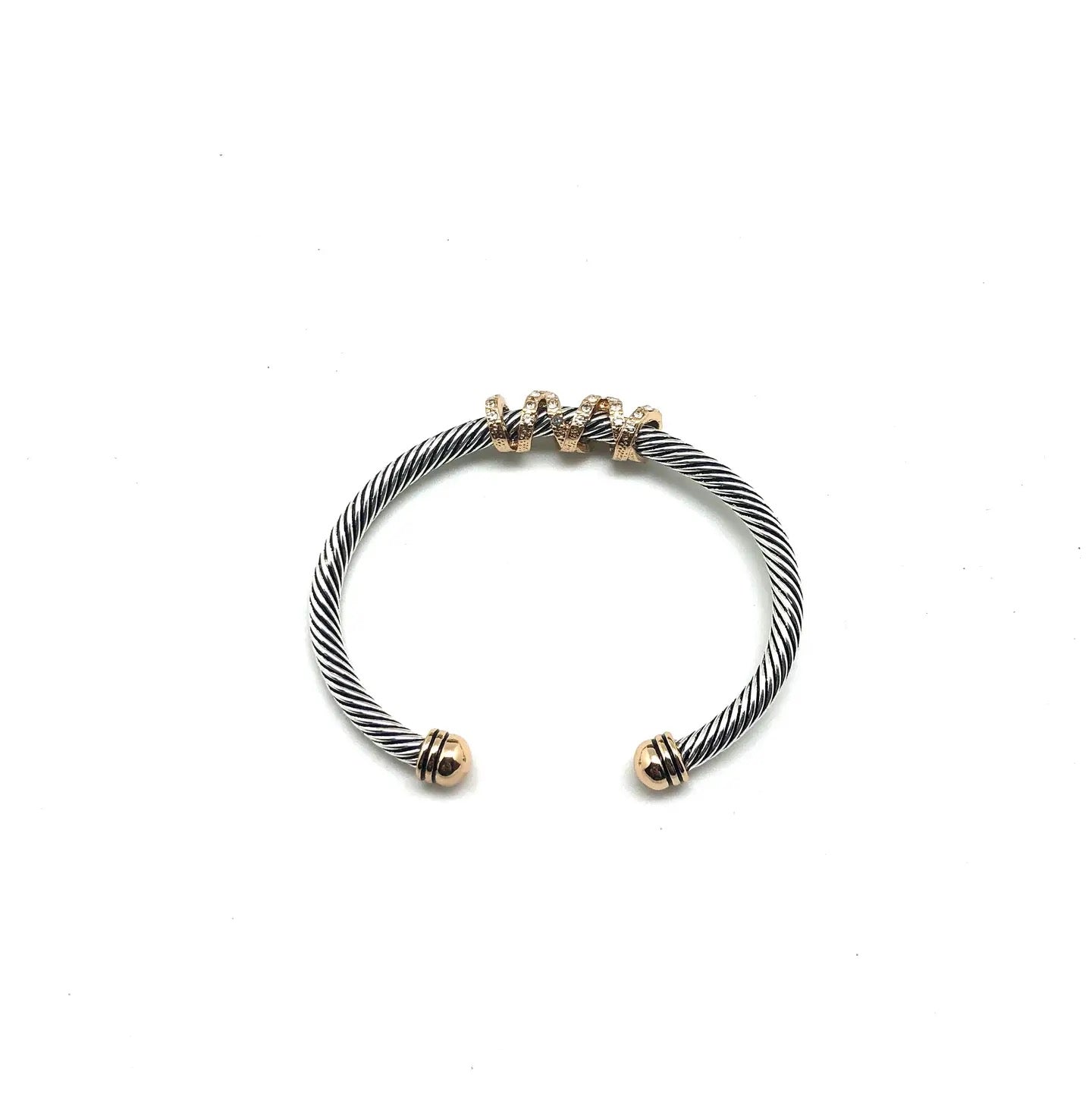 Cuff Alloy Plated Rope Style Crystal Rhinestone Wrap Twotone