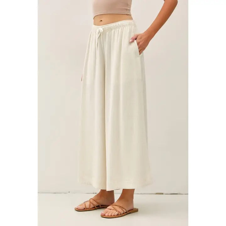 Linen Blend Cropped Palazzo Pants