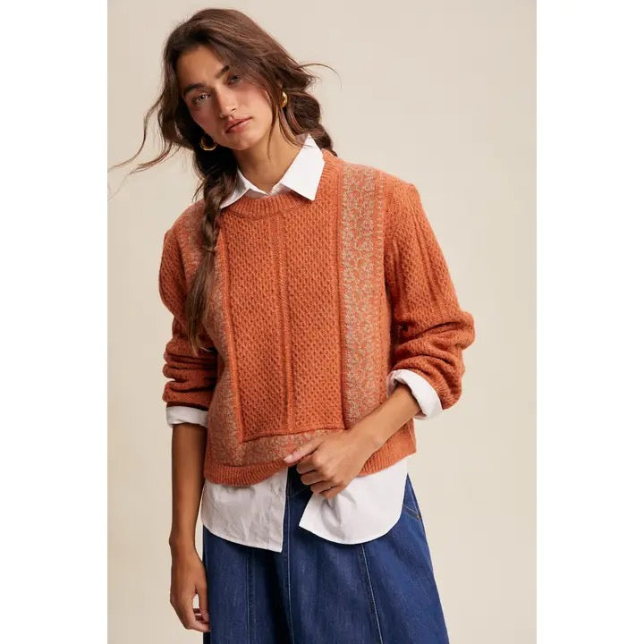 Textured Knit Crewneck Sweater