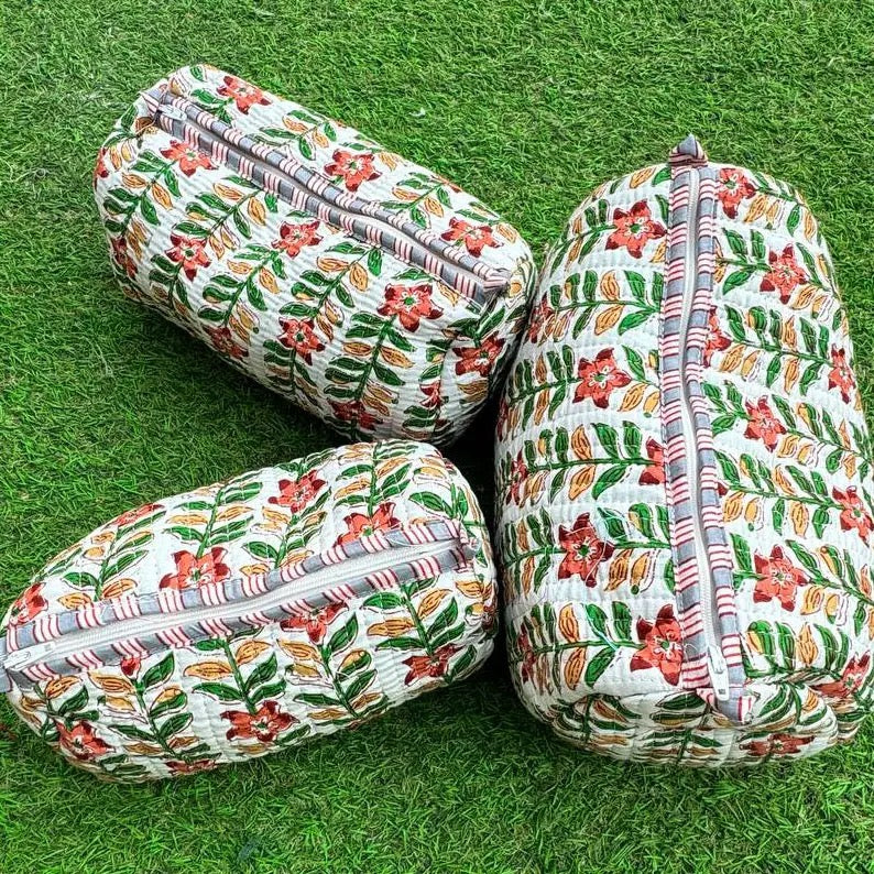 Handprinted Cosmetic Pouches Toiletry Bag