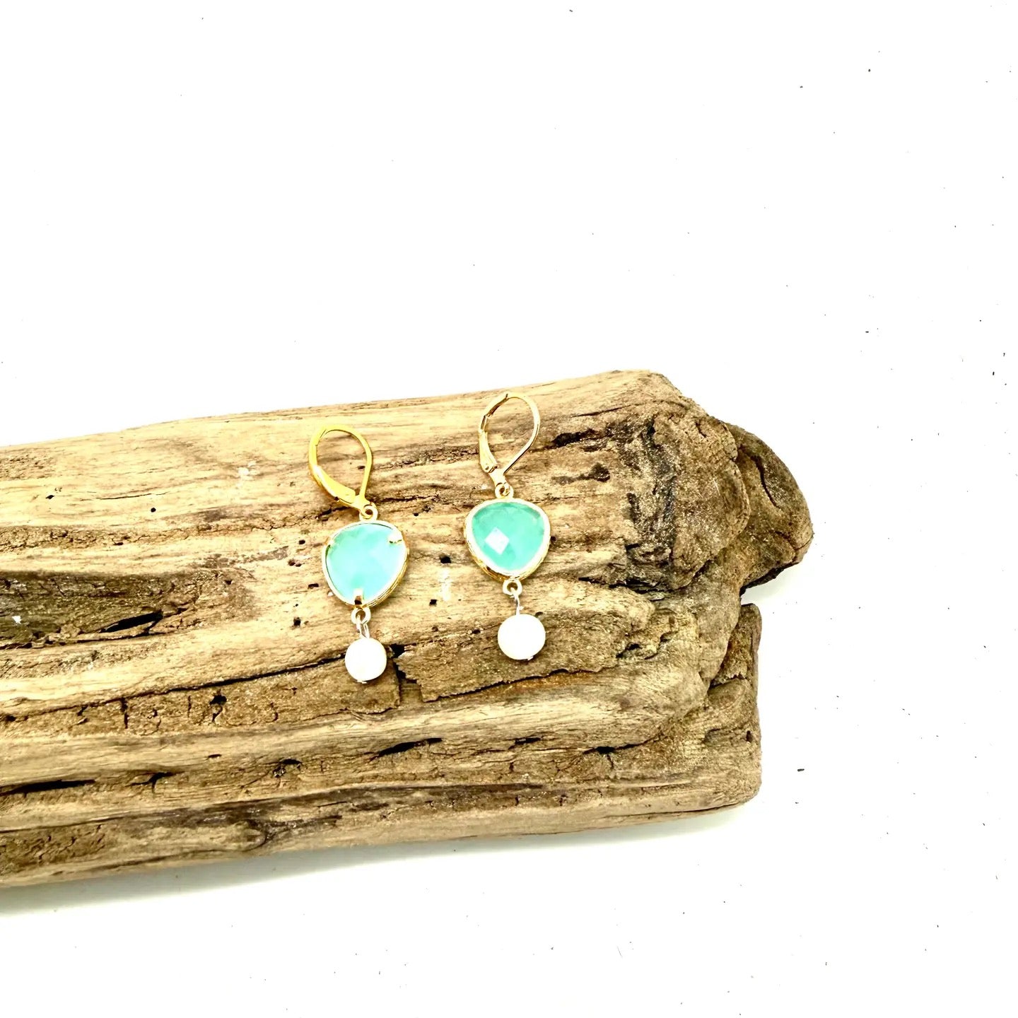 Earring Springfire Glass with Freshwater Pearl