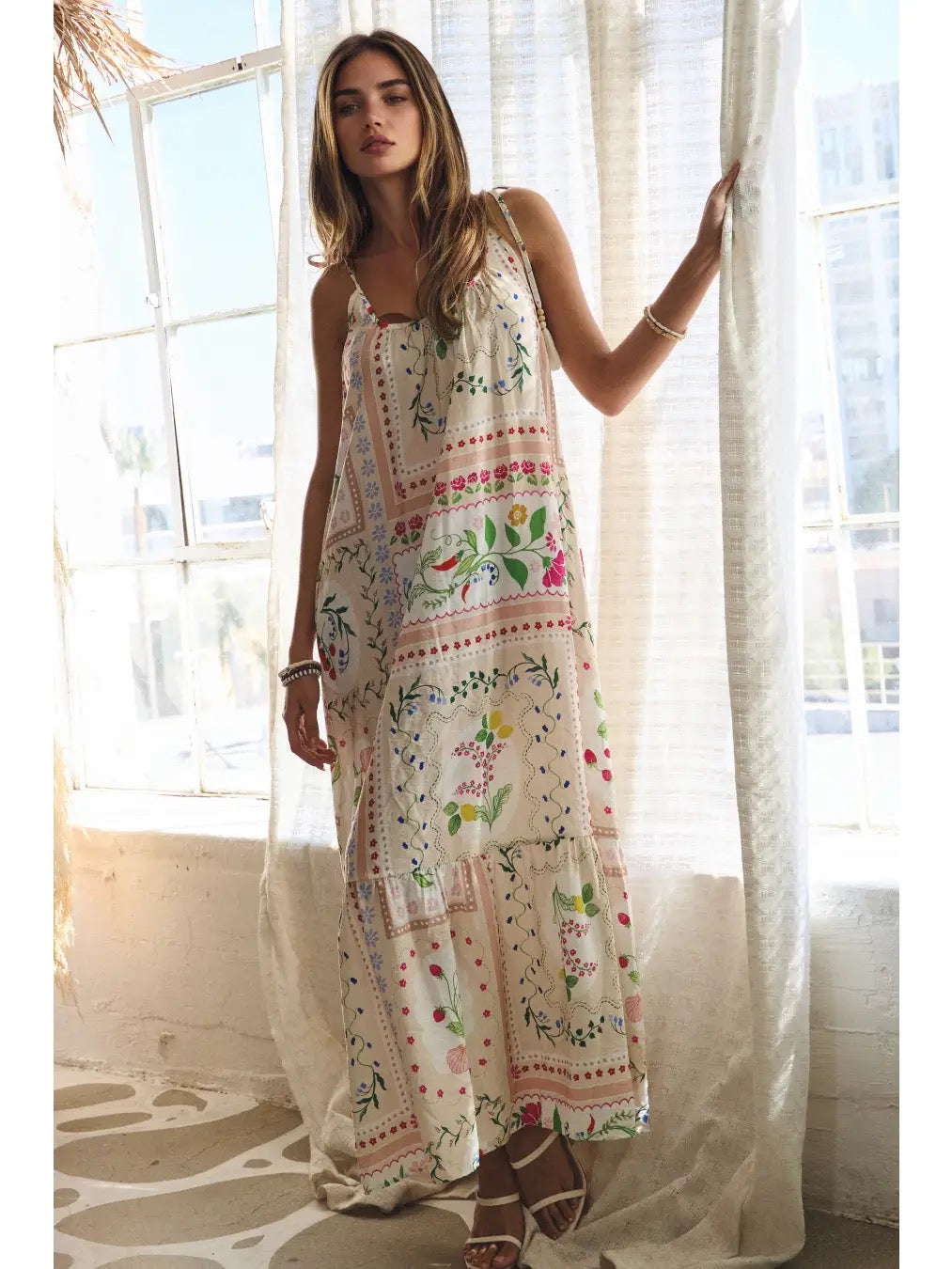Cottage Core Printed Midi Sun Dress
