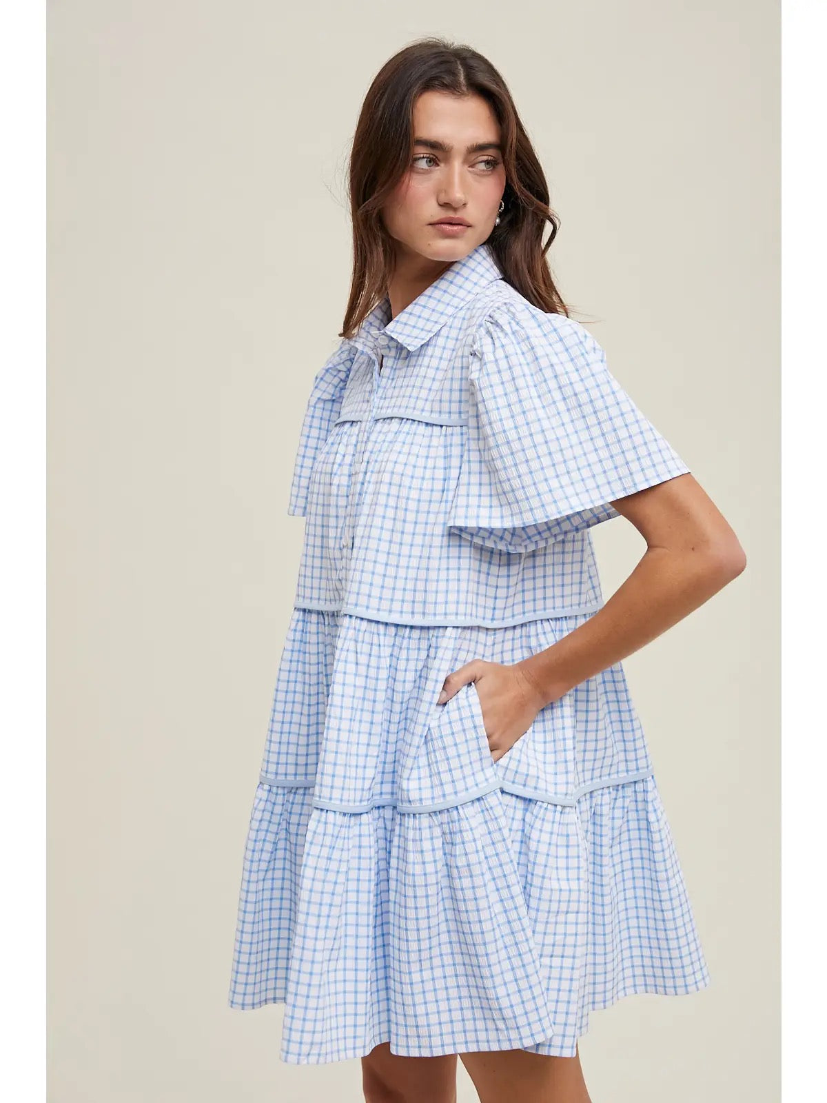 Plaid Button-Up Mini Dress