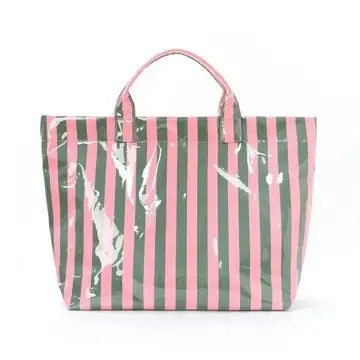 Large Striped Vinyl Tote Bags