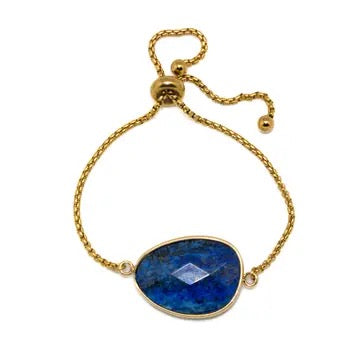 Bracelet Drawstring Antique Gold Lapis Lazuli