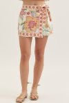 Botanical print wrap front skort