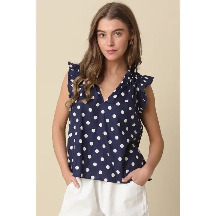 MIra Polka Dot Ruffle Blouse
