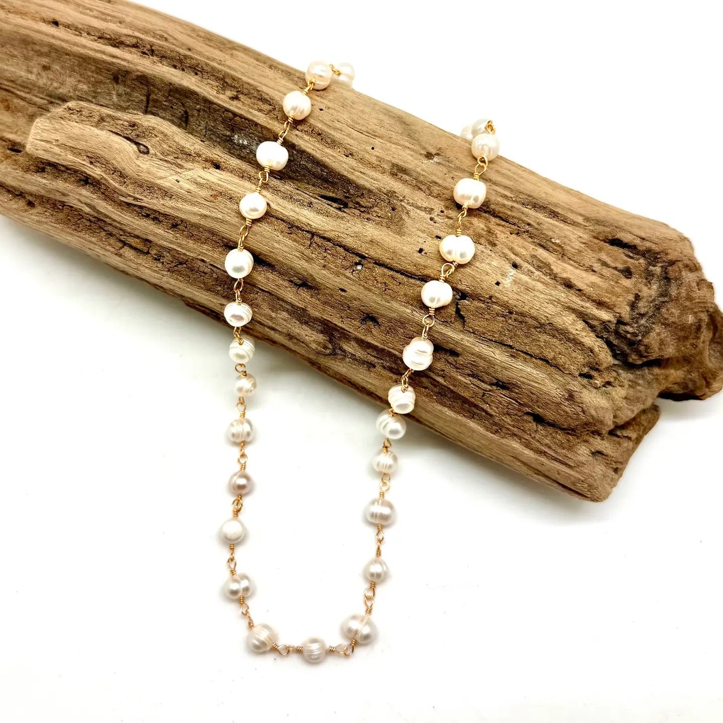 Necklace Freshwater Pearl(8mm)14k Gold Plated  18”w/2” Ext.