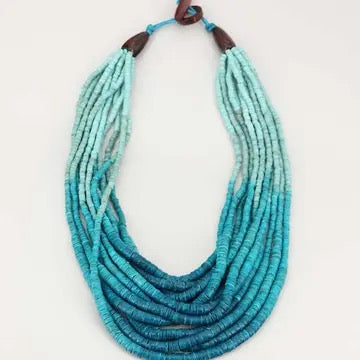 Aqua Ombre Coconut Bead Necklace