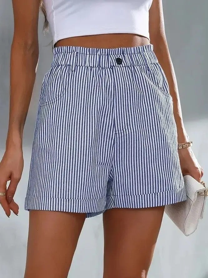 Summer Casual Striped Pockets Shorts