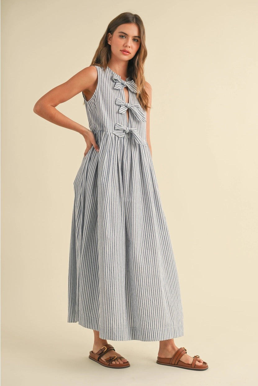 Tie Front Dress With Bow