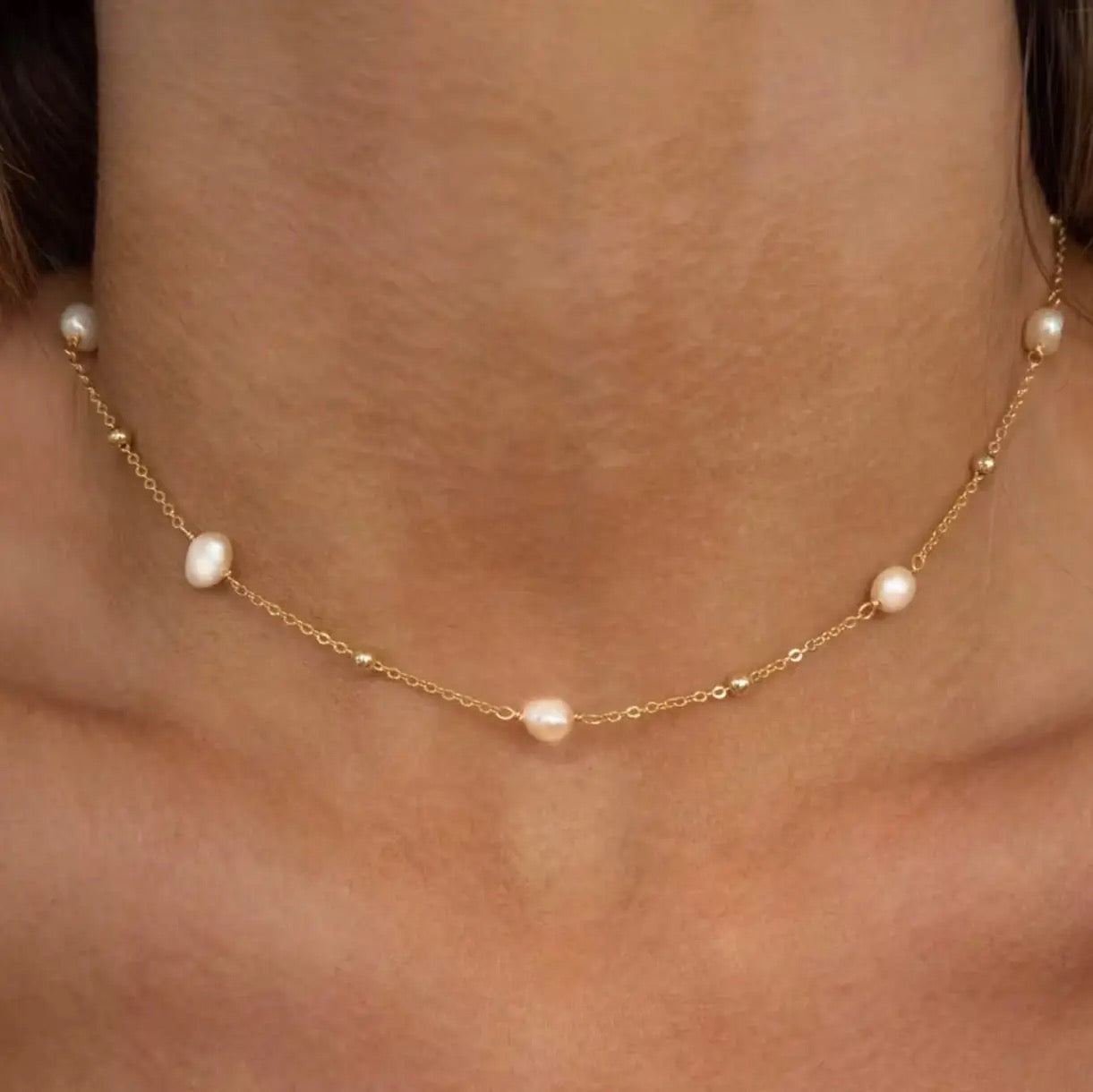 Freshwater Pearl Classic Gold Necklace