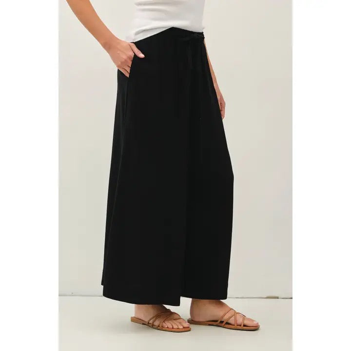 Linen Blend Cropped Palazzo Pants