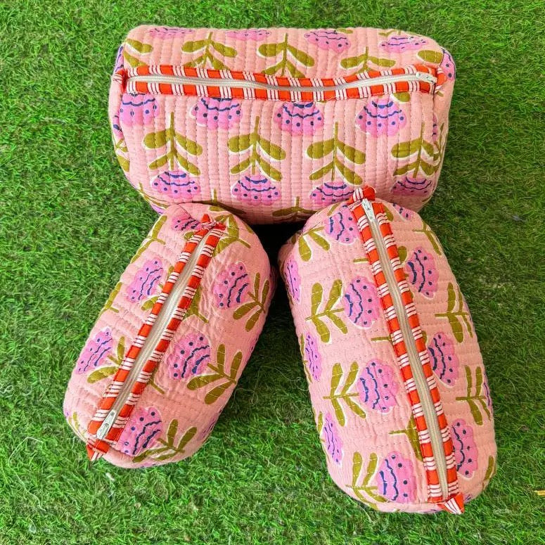 Handprinted Cosmetic Pouches Toiletry Bag