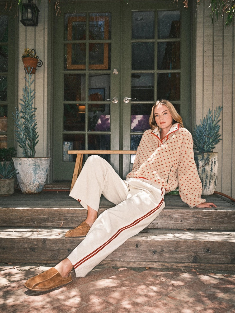 Detail Drawstring Cotton Wide Pants