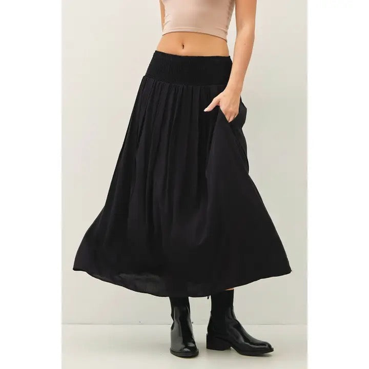 Smocked Waist Circle Full Skirt