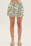 Botanical print wrap front skort