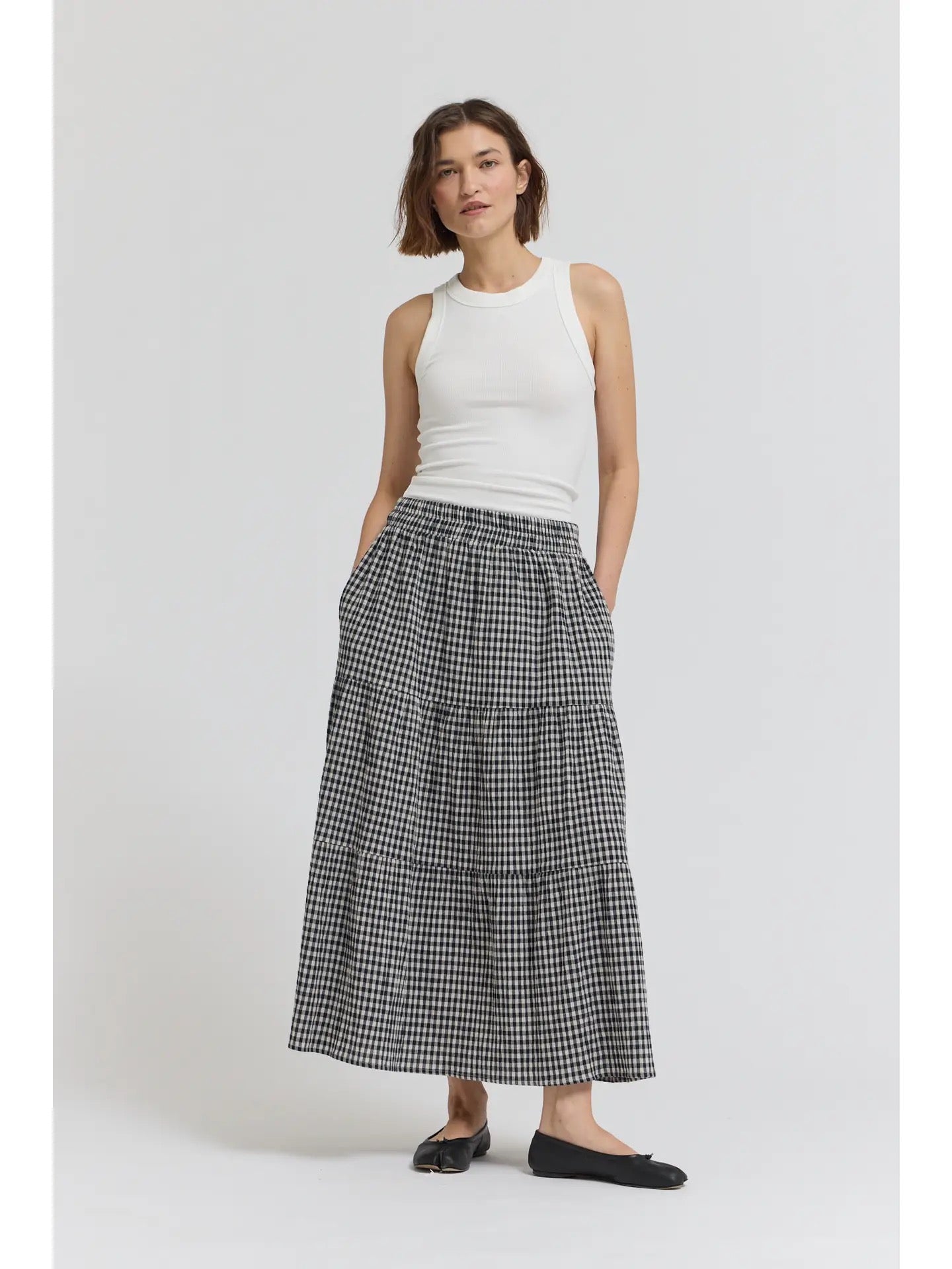 Tiered Gingham Skirt