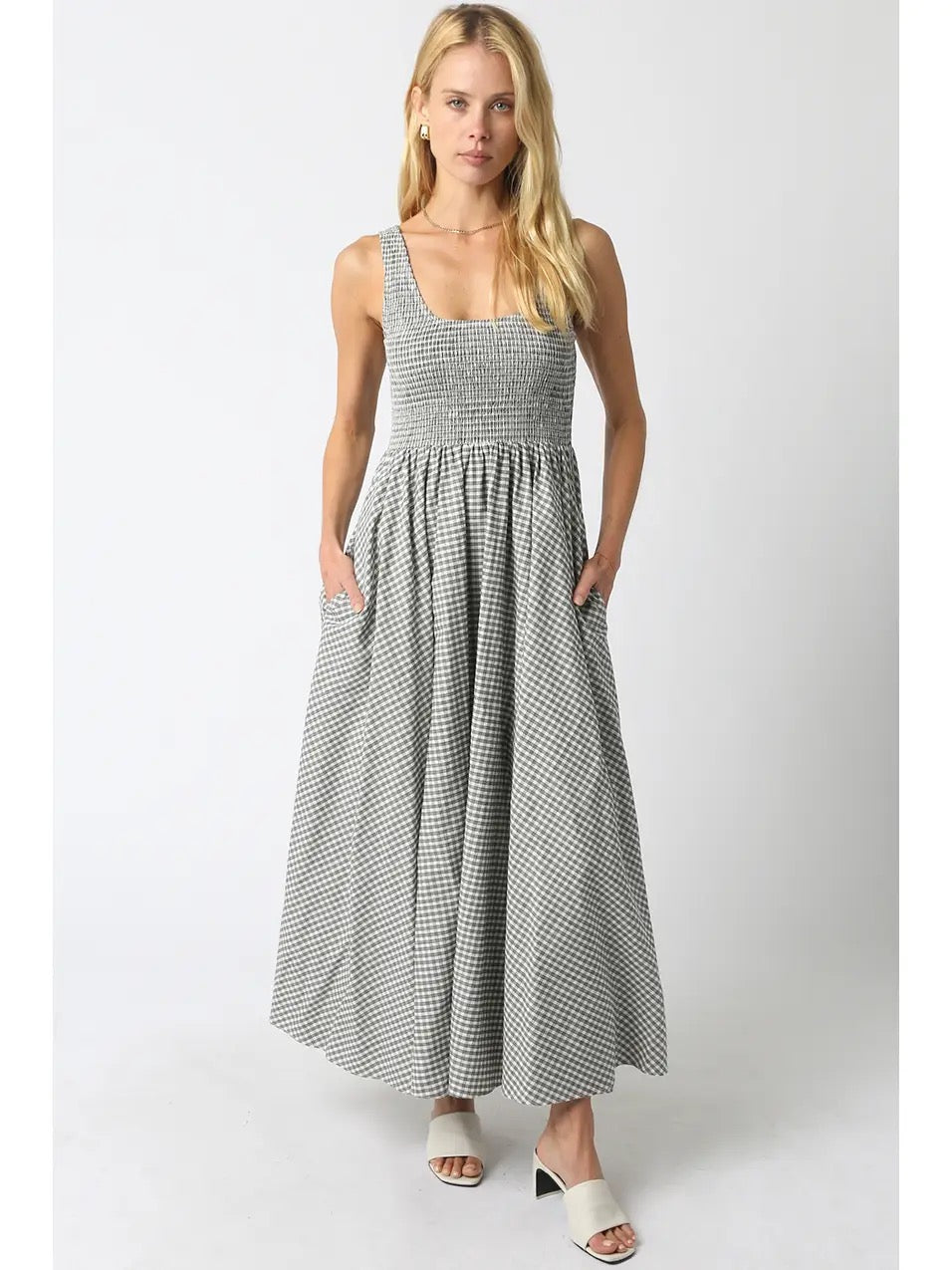 Ella Sleeveless Gingham Maxi Dress