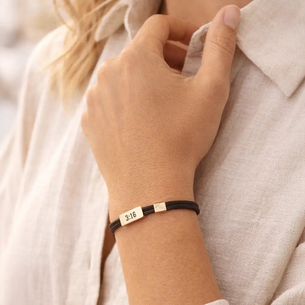 Sentiment Cord Bracelet-John 3:16, You Are Loved