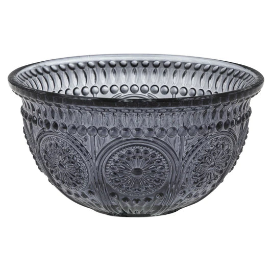 Medallion Glass Bowl | Gray