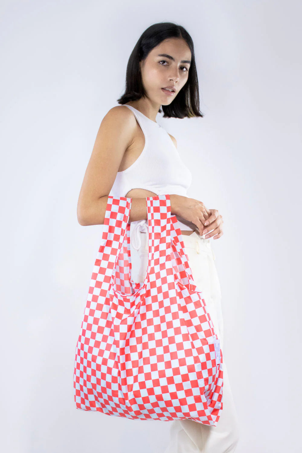 Medium Reusable Bag | Checkerboard | Red & Blue