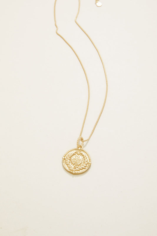 Damask Coin Necklace 18" Gold