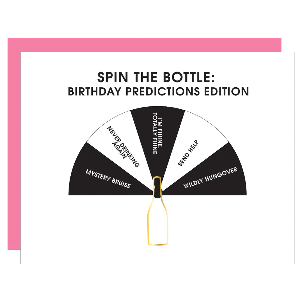 Spin the Bottle: Birthday Predictions Paperclip Letterpress Card
