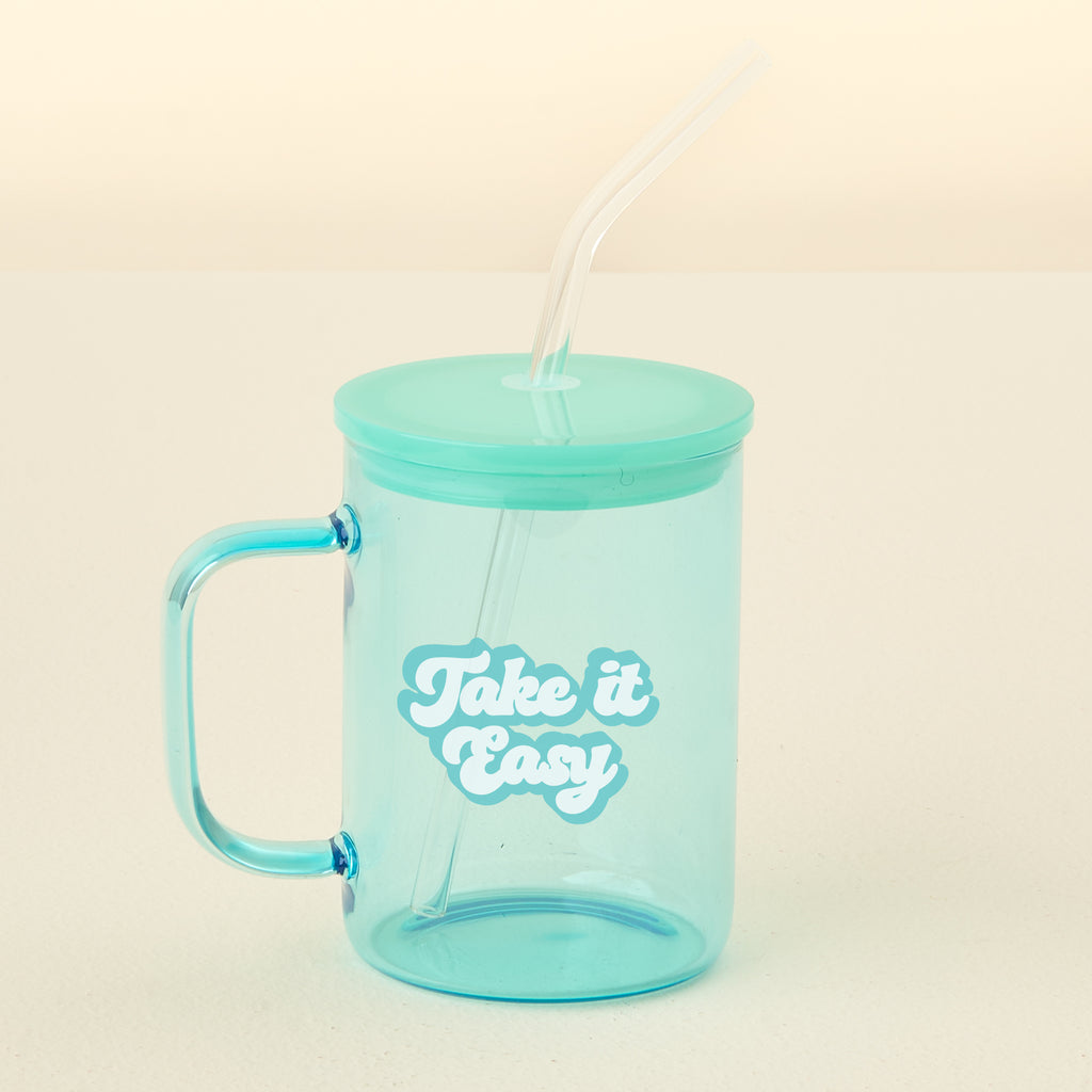 Color Glass Mug with Handle | Pink Enjoy the Little Things