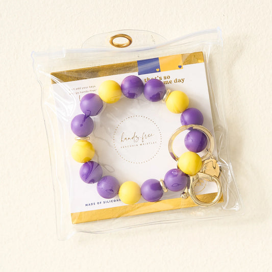 Game Day Hands-Free Keychain Wristlet | Purple & Yellow