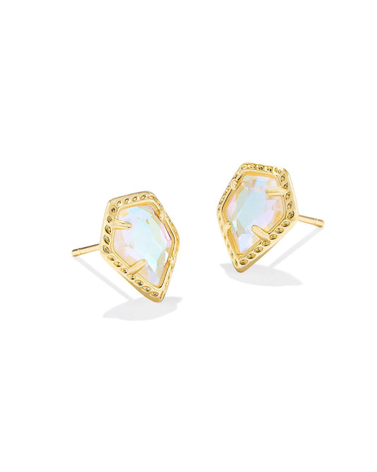 Framed Tessa Stud Earrings | Gold & Dichroic Glass