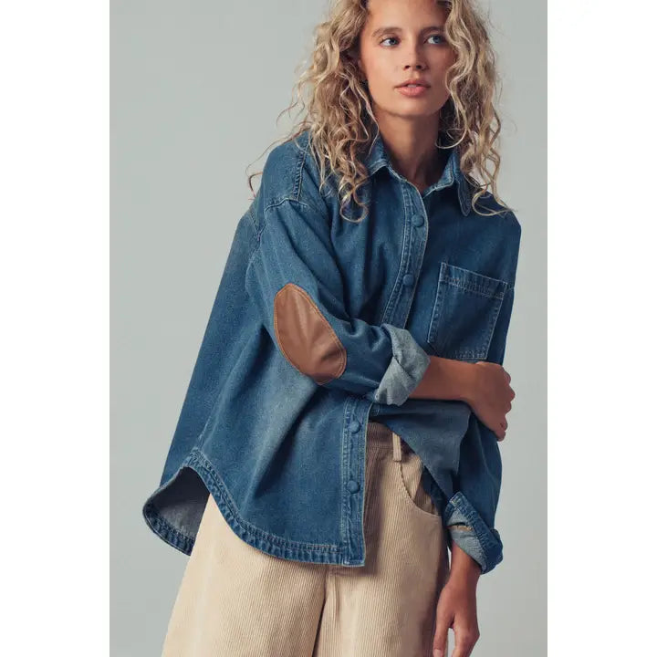 Elbow Patch Denim Shirt