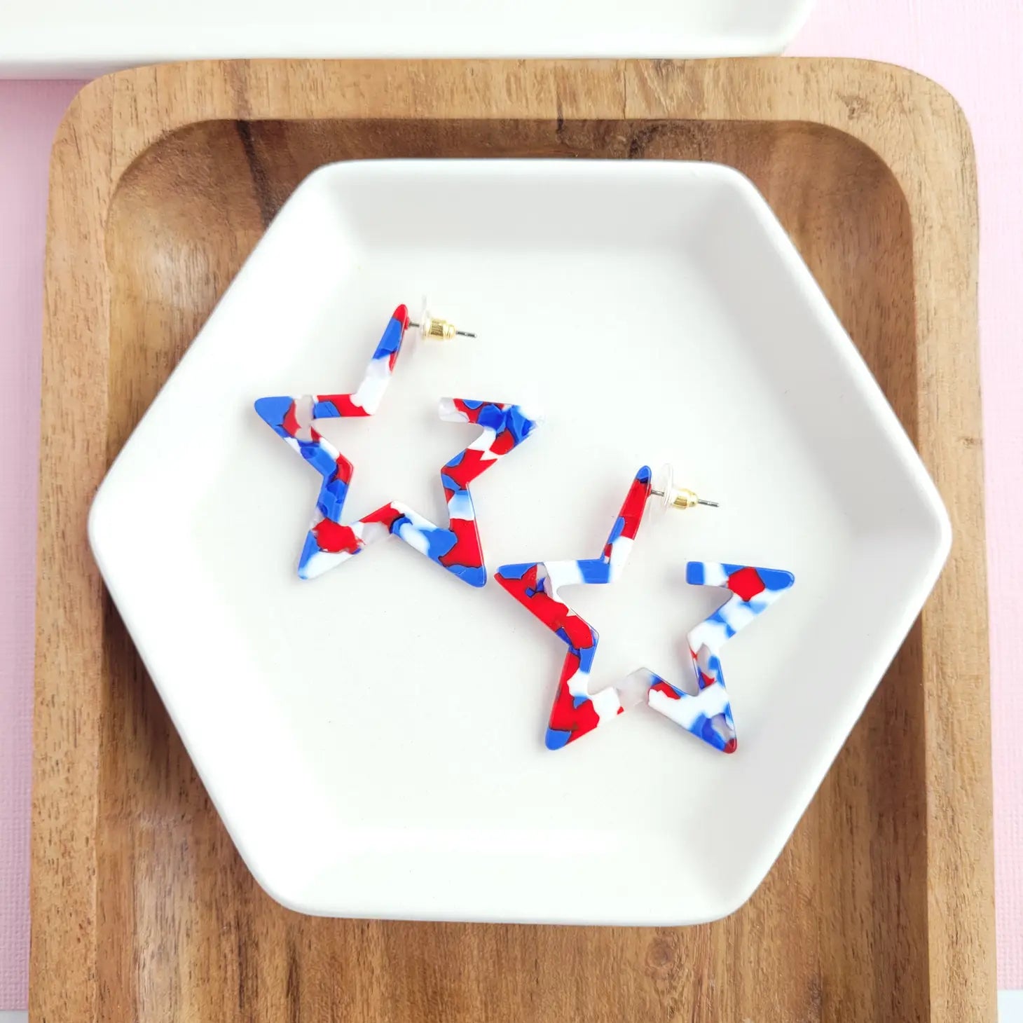 Star Hoops | Red, White & Blue