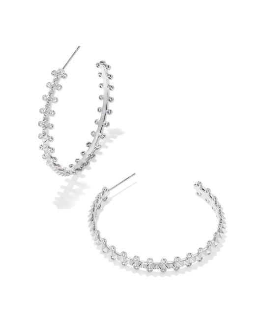 Jada Hoop Earrings | Silver & White Crystal
