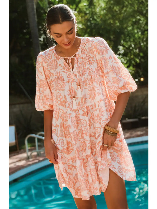 Boho Printed Half Sleeve Baby Doll Dress