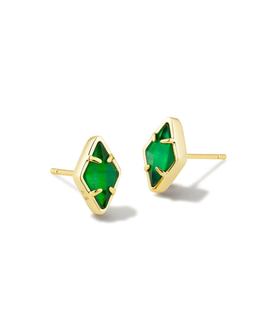 Kinsley Stud Earrings | Gold & Kelly Green Illusion