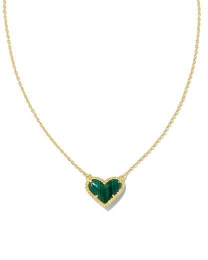 Ari Heart Necklace | Gold & Green Malachite